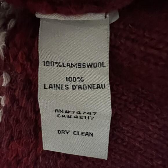 Bob Timberlake Sweater Womens Large Red Fair Isle Lambswool Nordic Long Cardigan - Picture 5 of 9